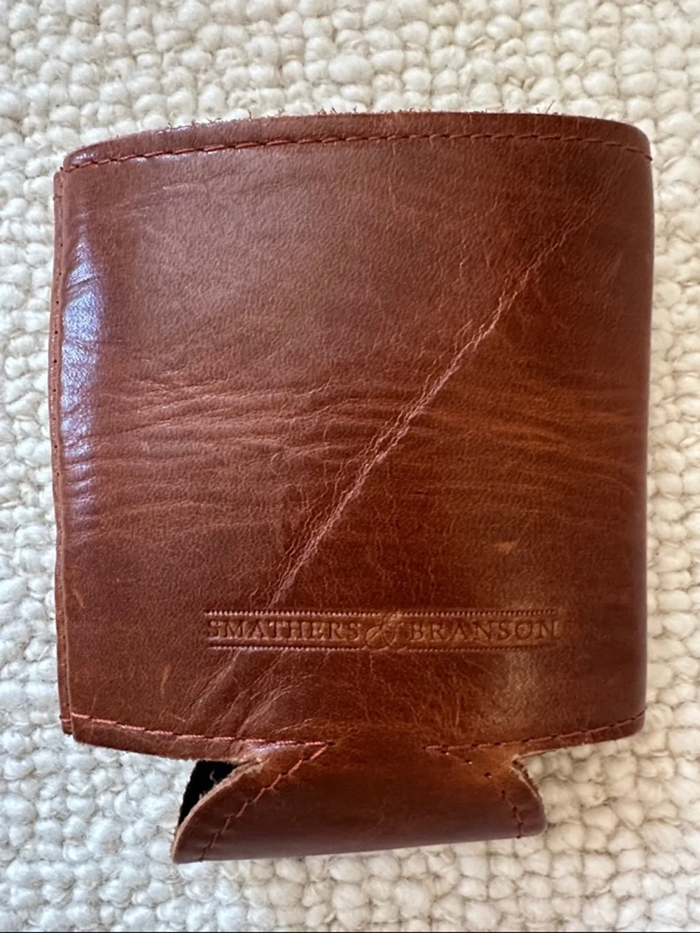 WF Brown Leather Can Cooler Sleeve